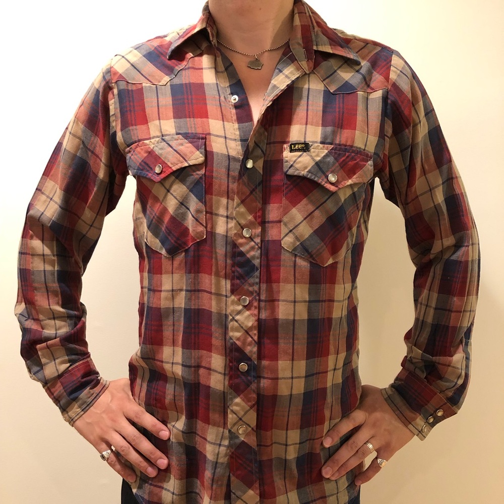 Vintage Lee Plaid Western Shirt M